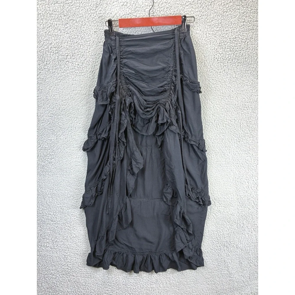 The Pirate Dressing Ruffle Tiered Skirt Womens M Black Renaissance Steampunk